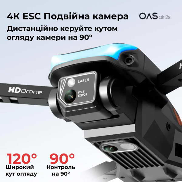 Міні Дрон з камерою K101 Max – 4K HD FPV, до 40 хв. польоту + (2 акумулятори)