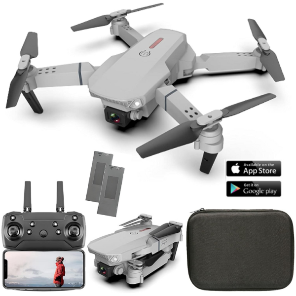 Дрон з камерою E88 Mini Drone, квадрокоптер HD 720P, до 20 хв польоту, 2 акумулятора
