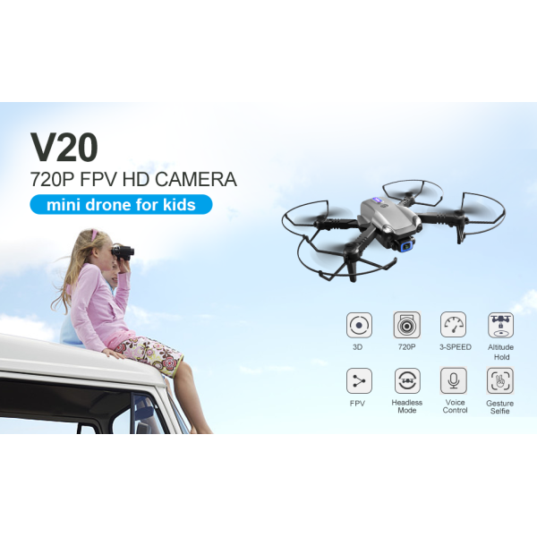 Квадрокоптер з HD камерою Rc Drone 4DRC V20 міні дрону, FPV до 12 хв. польоту + кейс