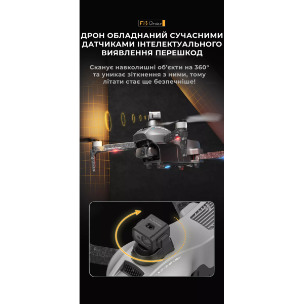 Дрон з камерою 4DRC F13 - квадрокоптер коптер з GPS 4К 3-х осьовий підвіс, до 28 хв. до 3000м.