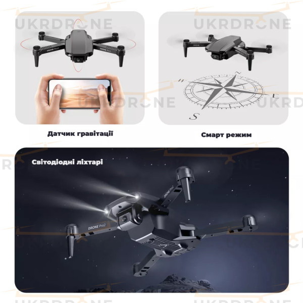 Квадрокоптер з камерою E99 Pro2 – міні дрон 4К FPV дальність до 100 м. до 15 хв. польоту + СУМКА