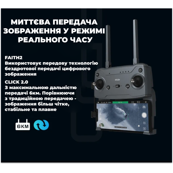 Квадрокоптер C-fly Faith 2 PRO - Дрон з GPS, FPV, БК мотори, до 8 км, до 35 хв. польоту + + підсилювач сигналу
