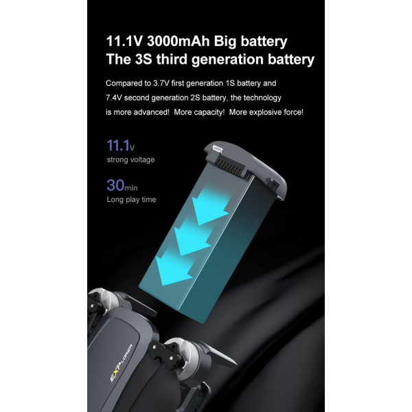JJRC X20 акумулятор 5G GPS RC Дрон Квадрокоптер запасні частини 11,1 В 3000 мА·год 30 хв