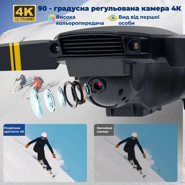 Дрон з камерою E58/998 - Mini RC Drone з HD 2MP FPV, коптер для початківців + 10 хв. польоту + Кейс