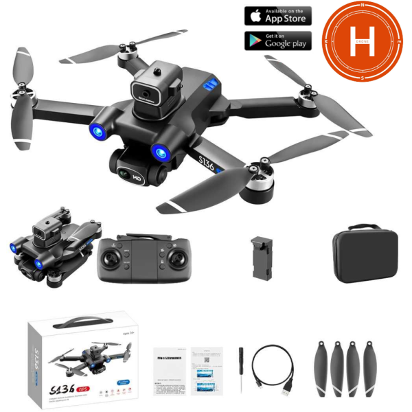 Квадрокоптер з камерою Mini Drone S136 – міні дрон 4K, FPV, БК двигуни + 1,2 км, 20 хв. + КЕЙС