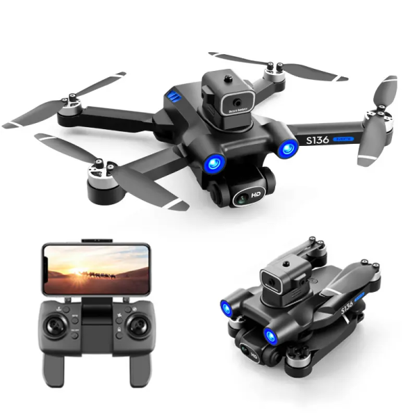 Квадрокоптер з камерою Mini Drone S136 – міні дрон 4K, FPV, БК двигуни + 1,2 км, 20 хв. + КЕЙС