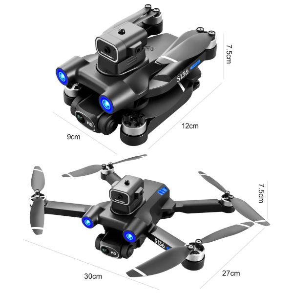 Квадрокоптер з камерою Mini Drone S136 – міні дрон 4K, FPV, БК двигуни + 1,2 км, 20 хв. + КЕЙС