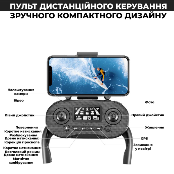 Дрон з камерою LSRC S+  Ultra 4K HD FPV, БК двигуни, 1,2 км до 30 хв. польоту + Кейс