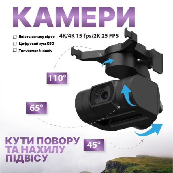 Квадрокоптер С-FLY Mini дрон з GPS 4K HD , 3-х осьовий підвіс, 5 км до 26 хв. польоту (SD карта в подарунок)