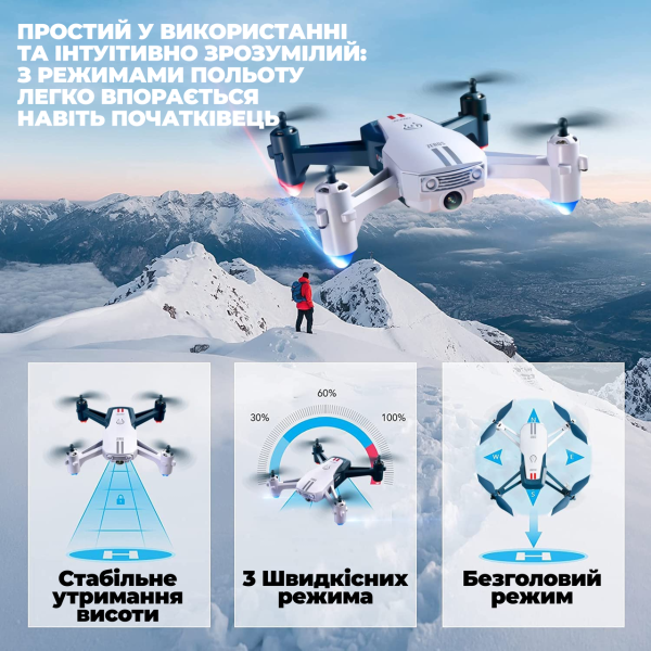 Квадрокоптер з камерою 4DRC V15 Zeros Mini Drone Дрон для FPV 200 м дія до 20 хв.