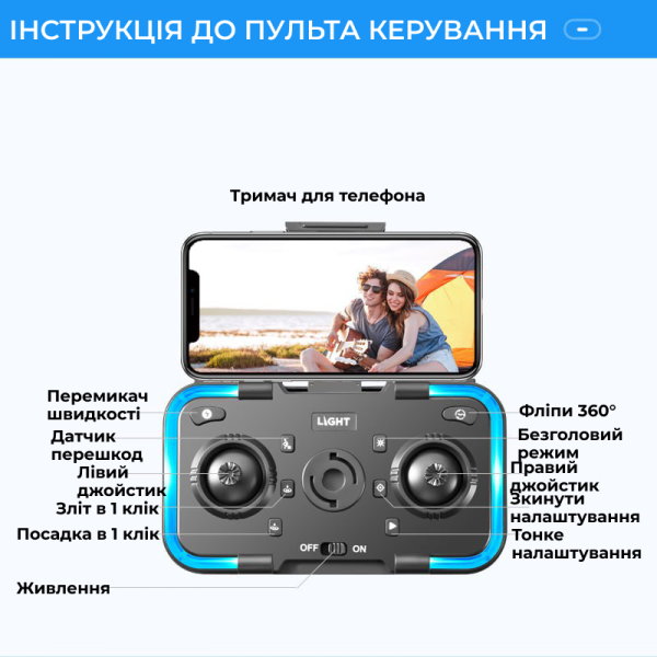 Квадрокоптер з камерою M5 Дрон з 4K, HD, 200м. до 15 хв. польоту + Кейс