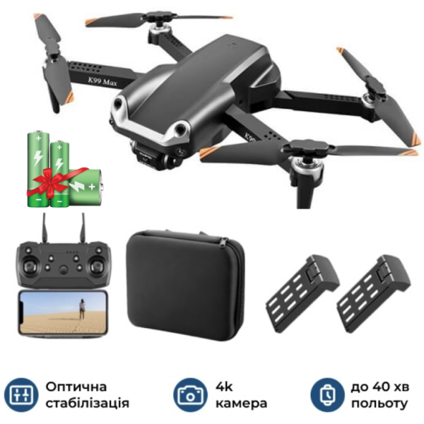 Квадрокоптер з камерою E99 Pro2 – міні дрон 4К FPV до 100 м. до 15 хв. польоту + СУМКА