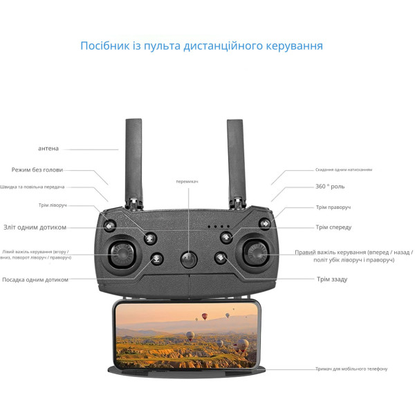 Квадрокоптер з камерою E99 pro – міні дрон 4K FPV до 15 хв. польоту, дальність 100 м. + кейс \ батарейки