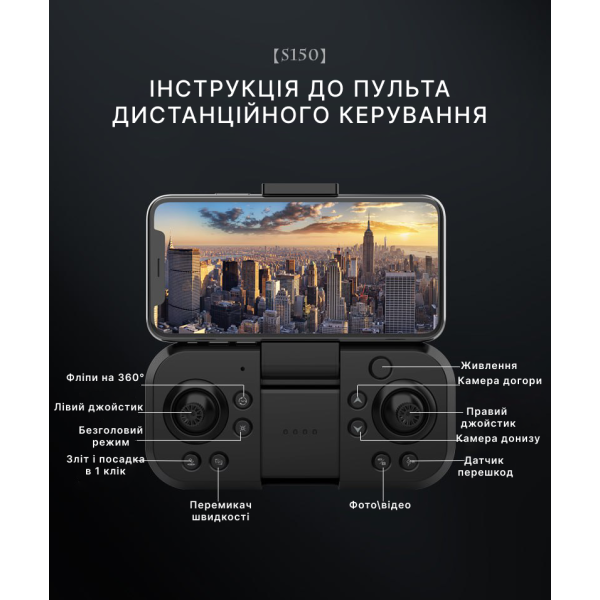 Квадрокоптер S150 4K Dual Camera, обхід перешкод до 20 хв. польоту. Дальність до 200м.