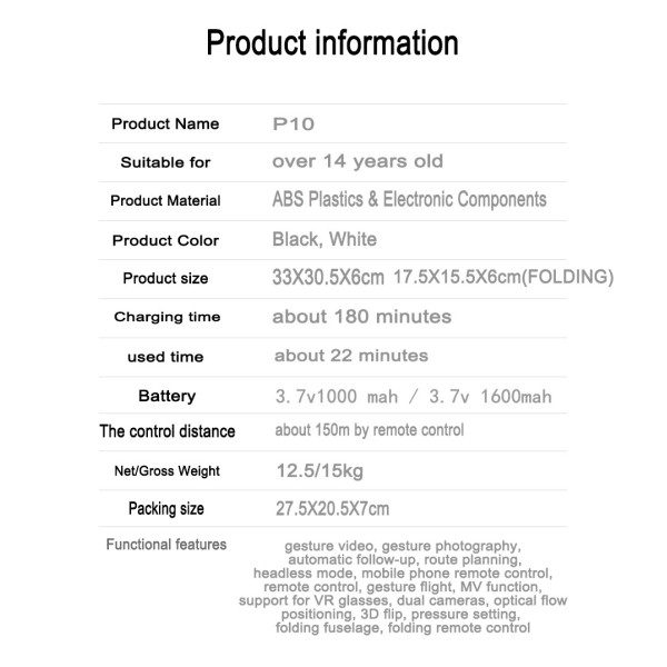 Квадрокоптер PIHOT P10 дві камери 4K/HD+WIFI. дальність польоту до 150 м. до 30 хв. (2 акумулятори)
