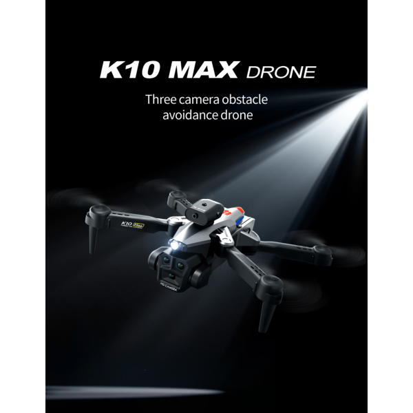 Квадрокоптер K10 max Drone з трьома камерами 4K, HD, WIFI, Дальність польоту до 100м. Час до 20 хв.