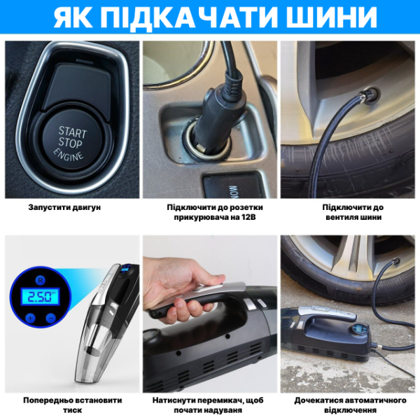 Автомобільний Пилосос Moltis G4А 120Вт Black, з HEPA-фільтром, для сухого та вологого прибирання. пилосос для авто