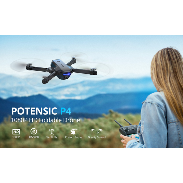 Квадрокоптер Potensic P4, гнучкий з камерою, FPV 1080P HD, Wi-Fi, 40 хв. польоту. до 100м.