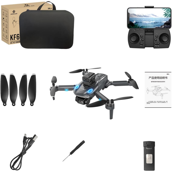 Квадрокоптер з камерою KF613 - дрон з 4K HD, GPS, БК-двигун. до 300 м. 18 хв. + кейс (2 акумулятори)