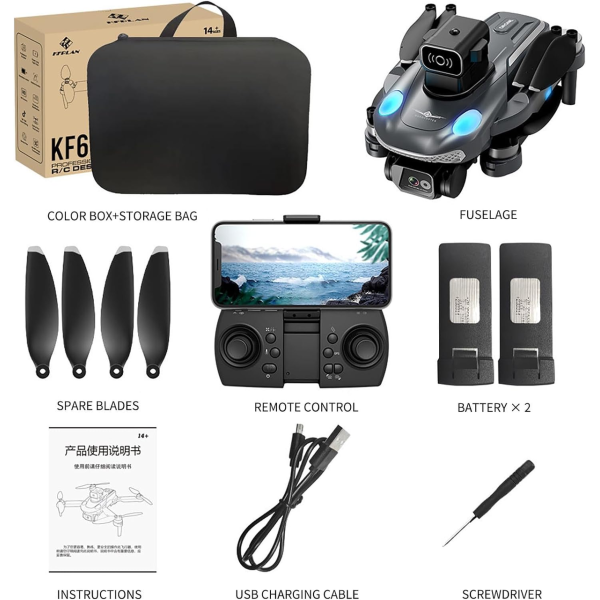 Квадрокоптер з камерою KF613 - дрон з 4K HD, GPS, БК-двигун. до 300 м. 18 хв. + кейс (2 акумулятори)