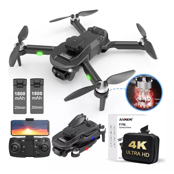 Дитячий квадрокоптер F196 з камерою 4K HD FPV, безколекторні мотори, до 30 хв польоту, дрон для дитини, 2 акумулятори