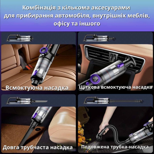 Потужний Акумуляторний Ручний Пилосос Aspiring Brushless 15000 Pa Бездротовий Пилосос для Дому та авто