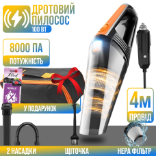 Автомобільний пилосос VC003B провідний - 8000 Па/100 Вт/12 В пилосос для авто, від прикурювача + сумка