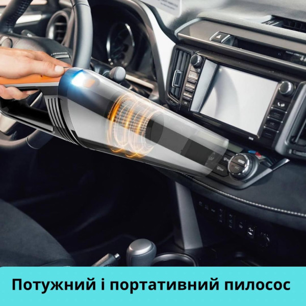 Автомобільний пилосос VC003B провідний - 8000 Па/100 Вт/12 В пилосос для авто, від прикурювача + сумка