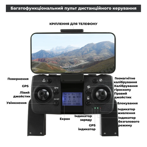 Квадрокоптер дрон із камерою LYZRC L800 PRO 3-осьовий підвіс 4K HD, GPS, до 1200 м, 60м. польоту + 1 акумулятор