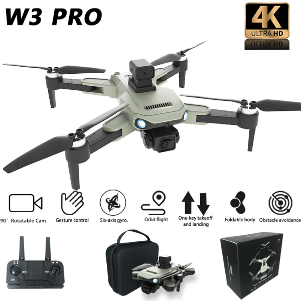 Квадрокоптер з камерою W3 PRO – дрон БК мотори 4K 5G, датчик перешкод, до 40 хв. польоту + кейс + 1 акумулятор
