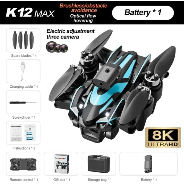 Квадрокоптер K12 MAX Mini Дрон з камерою з БК моторами + 1 додатковий акумулятор