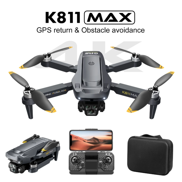 Квадрокоптер дрон із камерою K811 Max з 4K HD, GPS, БК мотори до 500 м. до 12 хв. польоту + кейс