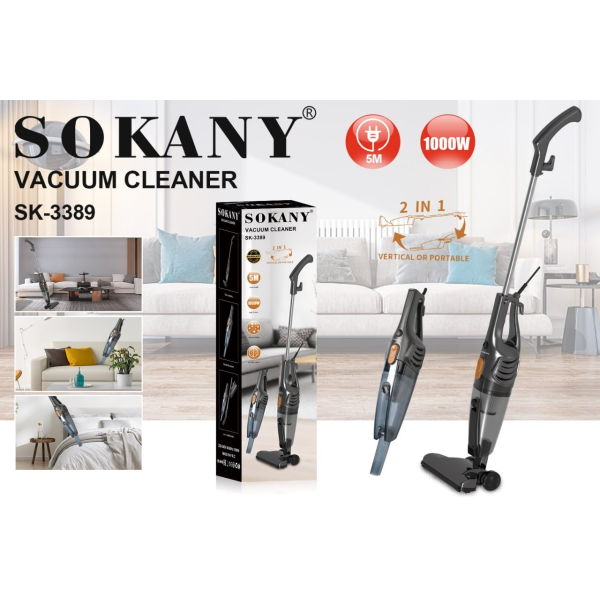 Пилосос ручний вертикальний SOKANY SK-3389 без мішка 1000 Вт, шнур 5 м. Пилососи домашні 220 Вт. + подарунок