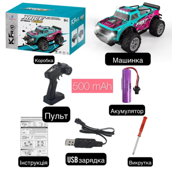 Машинка на радіокеруванні машинка на пульті управління KFplan KF23 1:20 4WD Автомобіль 20 км/год Дрифт 2 АКБ