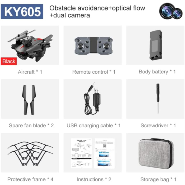 Квадрокоптер з камерою KY605 Pro Mini Drone – 4K, БК мотори 150 м. до 15 хв. + кейс