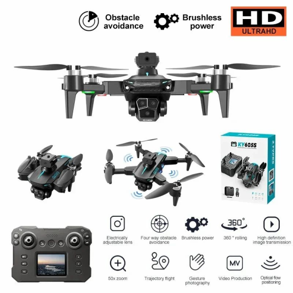 Квадрокоптер з камерою KY605 Pro Mini Drone – 4K, БК мотори 150 м. до 15 хв. + кейс