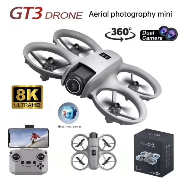 Квадрокоптер Міні-дрон для дітей і початківців GT3 з HD-зйомкою та Hover-функцією та захистом від зіткнень 2 АКБ