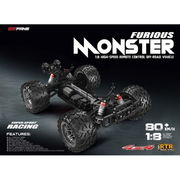 Машинка на радіокеруванні M602 1:8 Повнопривідний 4WD RTR Monster Truck 80 км/год 300 м, 20 хв