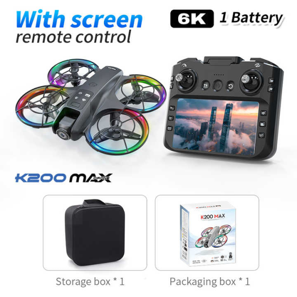 Квадрокоптер XKJ K200 MAX з екраном 5.9", Wi-Fi FPV, 480P камерою, оптичне позиціонування, дрон з кейсом та датчиком перешкод