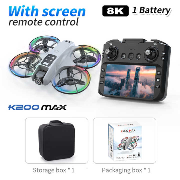 Квадрокоптер XKJ K200 MAX з екраном 5.9", Wi-Fi FPV, 480P камерою, оптичне позиціонування, дрон з кейсом та датчиком перешкод