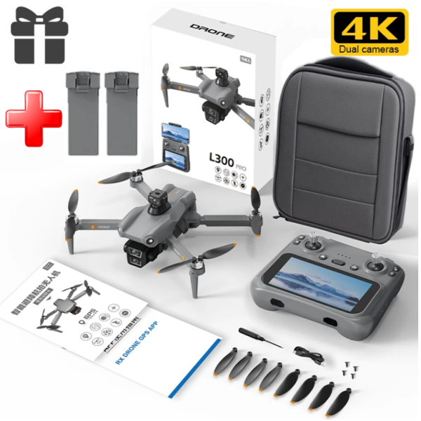 Квадрокоптер L300 ULTRA MAX з GPS та 4K камерою – до 50 хв польоту Дрон з пультом з екраном 5.9" / 2 акумулятори