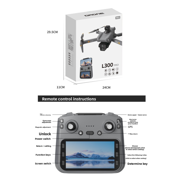 Квадрокоптер L300 ULTRA MAX з GPS та 4K камерою – до 50 хв польоту Дрон з пультом з екраном 5.9" / 2 акумулятори