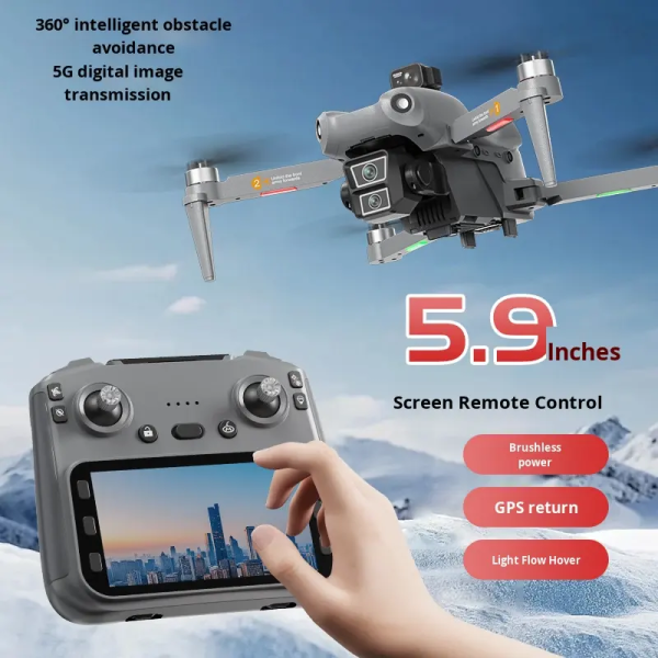 Квадрокоптер L300 ULTRA MAX з GPS та 4K камерою – до 50 хв польоту Дрон з пультом з екраном 5.9" / 2 акумулятори