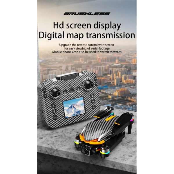 Квадрокоптер з екраном AE4 PRO, HD камера 480P, безщітковий мотор оптичне позиціонування, дрон із сумкою