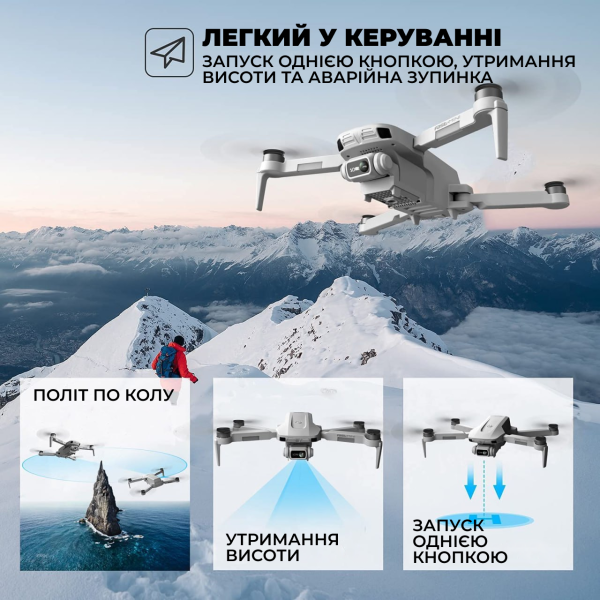 Квадрокоптер 4DRC F8 MAX 8K GPS з пультом з екраном, 3 АКБ, до 2 км