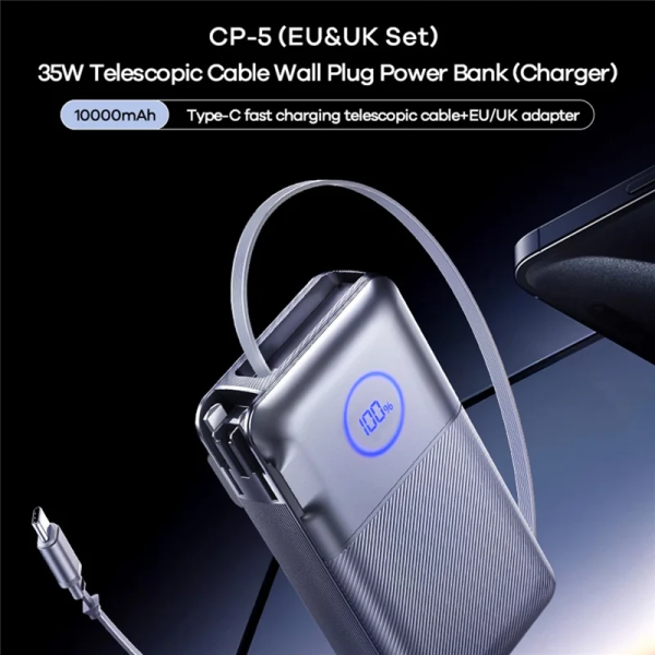 Powerbank Remax павербанк CP-5 10000 мА·год 35W power bank повір банк з висувним Type-C кабелем