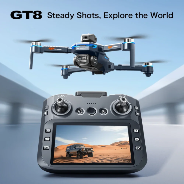 Квадрокоптер GT8 з камерою 4K, безколекторні мотори, оптичне позиціонування, уникнення перешкод, FPV 5G Wi-Fi, складаний дрон до 2