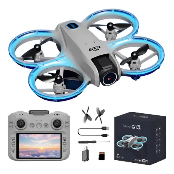 Дрон GT3 Max 4K квадрокоптер з екранним пультом, GPS, FPV та захистом 360 °, 3 батареї + кейс