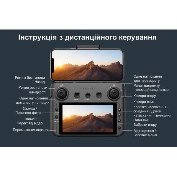 Квадрокоптер E88 GT із екран-пультом 12.5 см, подвійна камера, до 10 хв. до 100 м. + кейс/захист на лопаті