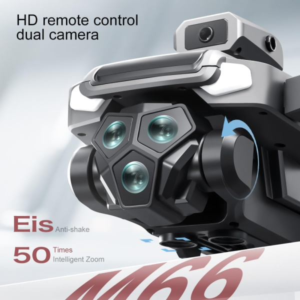 Квадрокоптер M66 MAX з пультом та екраном, FPV, подвійна камера, безщіткові мотори, складаний дрон